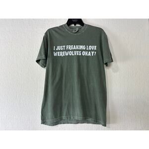 Love Werewolves Comfort Color Brand Unisex Green Tee Size M Lived in Feel